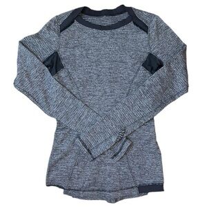 {EUC LuluLemon Base Runner Long Sleeve Top Mini Pique Heathered Black Size 4}
